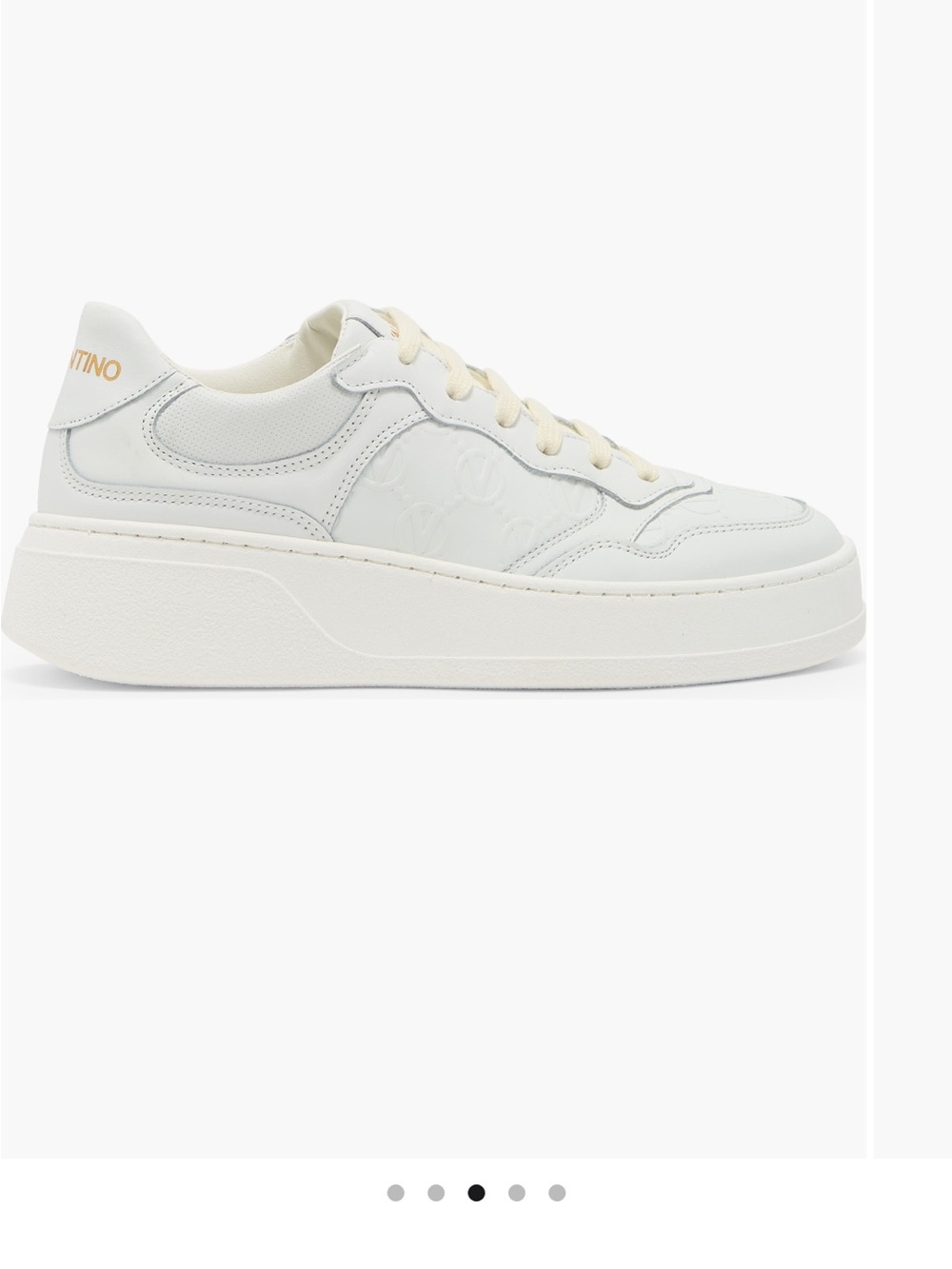 Valentino White Leather Platform Sneakers with Cream Laces - Picture 3 of 11